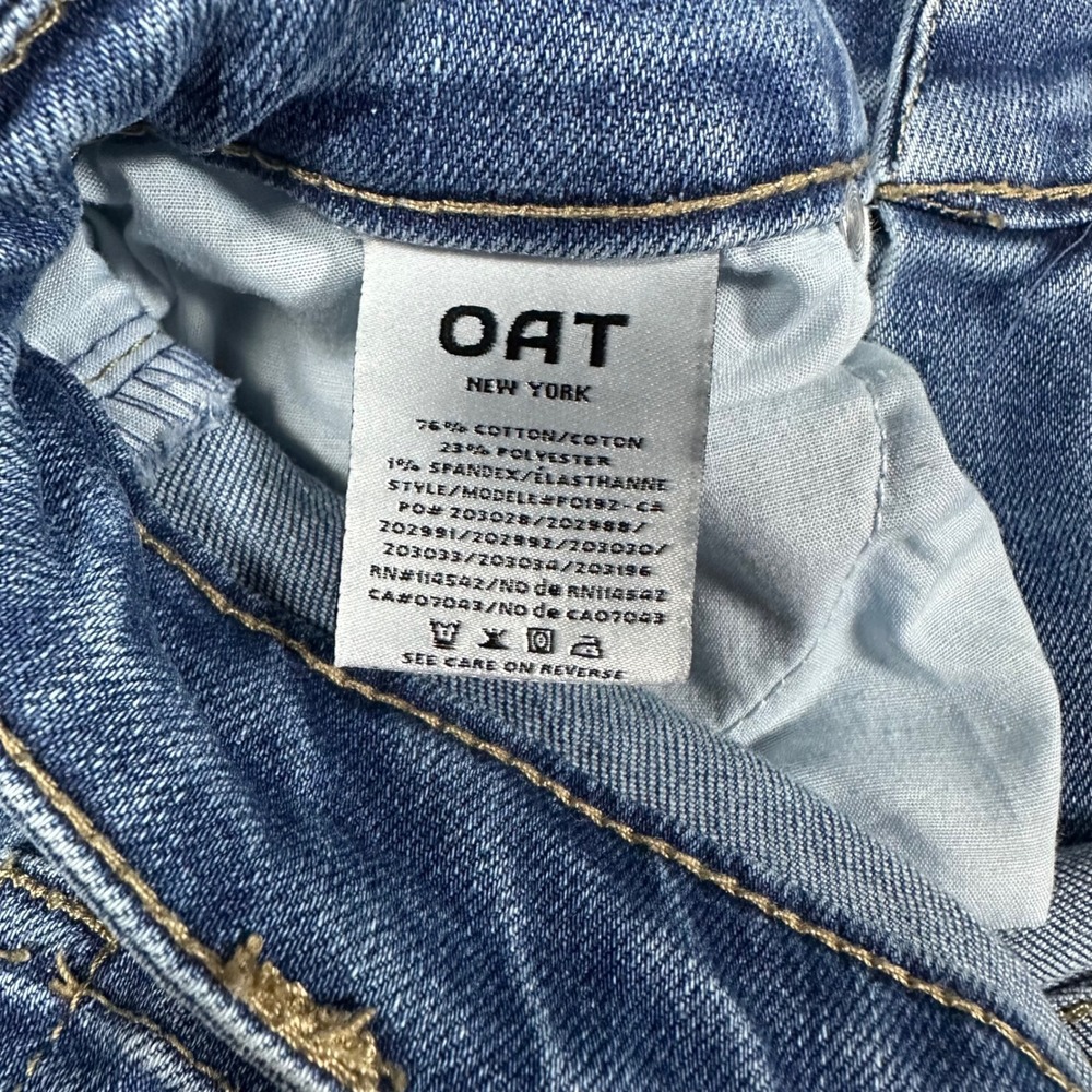 OAT New York Womens Blue Straight Leg Raw Hem Jeans 10/30 - Picture 3 of 7